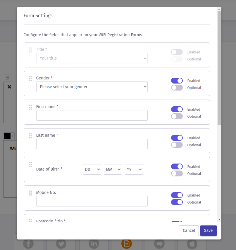 WiFi Registration Form Settings – Purple Support